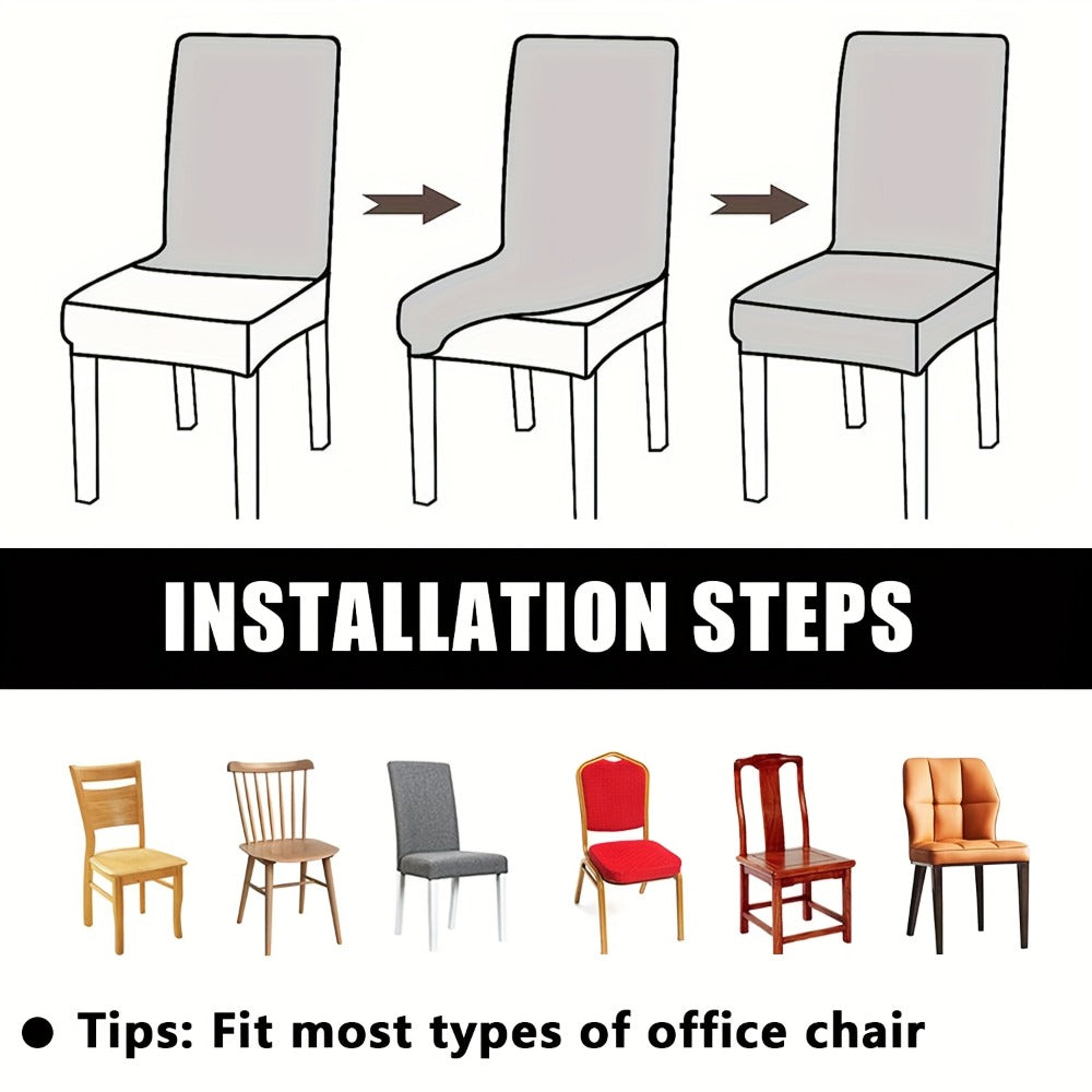Stretch Dining Chair Covers Set | Elastic Jacquard Slipcovers for Dining Room Kitchen Wedding Office, 4pcs or 6pcs, 9 Colors, Washable Furniture Protector