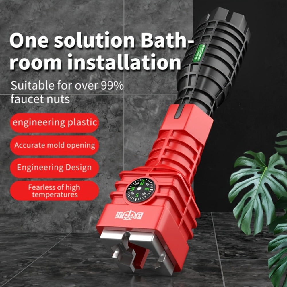 Sink Wrench Kit 18-in-1 Plumbing Tool Set - Universal Faucet Basin Wrench for Tight Spaces, Non-Slip Ergonomic Handle, Pipeline Maintenance Tool for Kitchen, Bathroom & Emergency Plumbing Repairs