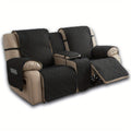 Recliner Loveseat Cover 4 Piece Set Waterproof Split Dual Recliner Sofa Slipcover with Center Console Cover & Straps - Pet Friendly Furniture Protector, Knit Polyester, 8 Colors, Black Grey Beige Navy