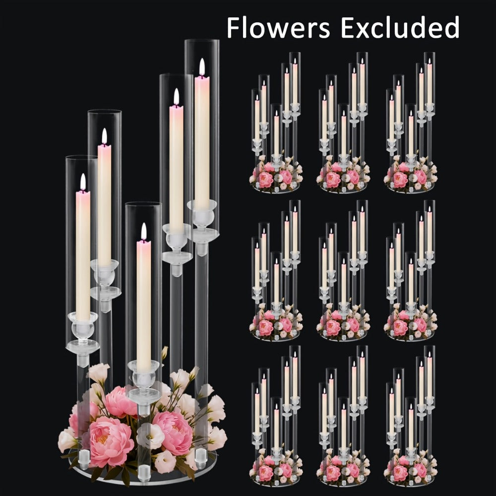 Acrylic Candelabra Candle Holder ¨C Clear Crystal 5-Arm & 6-Arm Taper Candlestick Holders for Wedding Centerpiece, Dining Table, Party & Anniversary Decor