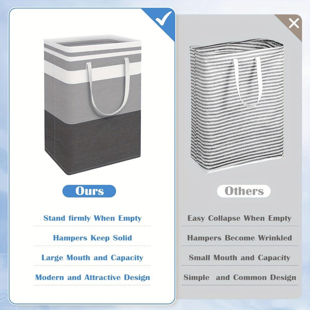 Collapsible Laundry Basket 3 Pack 75L ¨C Freestanding Tall Clothes Hamper with Easy-Carry Handles for Bedroom, Bathroom, Family & Dorm ¨C Large Capacity Folding Laundry Bin Set