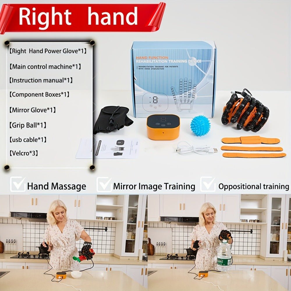 Rehabilitation Robot Gloves for Hand & Finger Training, Air Pressure Finger Exercise Device with LCD Touch Screen, Stroke Recovery & Finger Separation Rehab Glove for Elderly, Left or Right Hand M-XXL