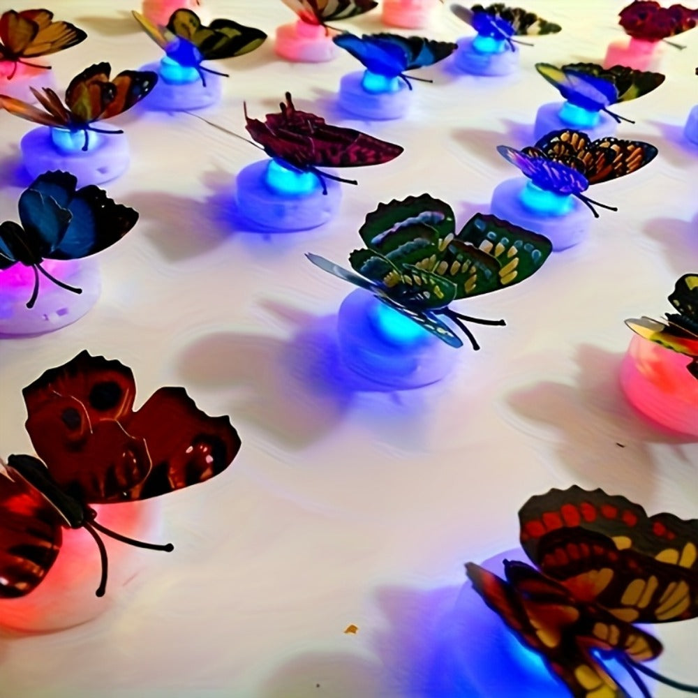 LED Butterfly Wall Stickers 30pcs 3D Glowing Butterfly Decorations Night Light Colorful Wall Decals for Bedroom Living Room Party Wedding Christmas Holiday Home Decor Random Color