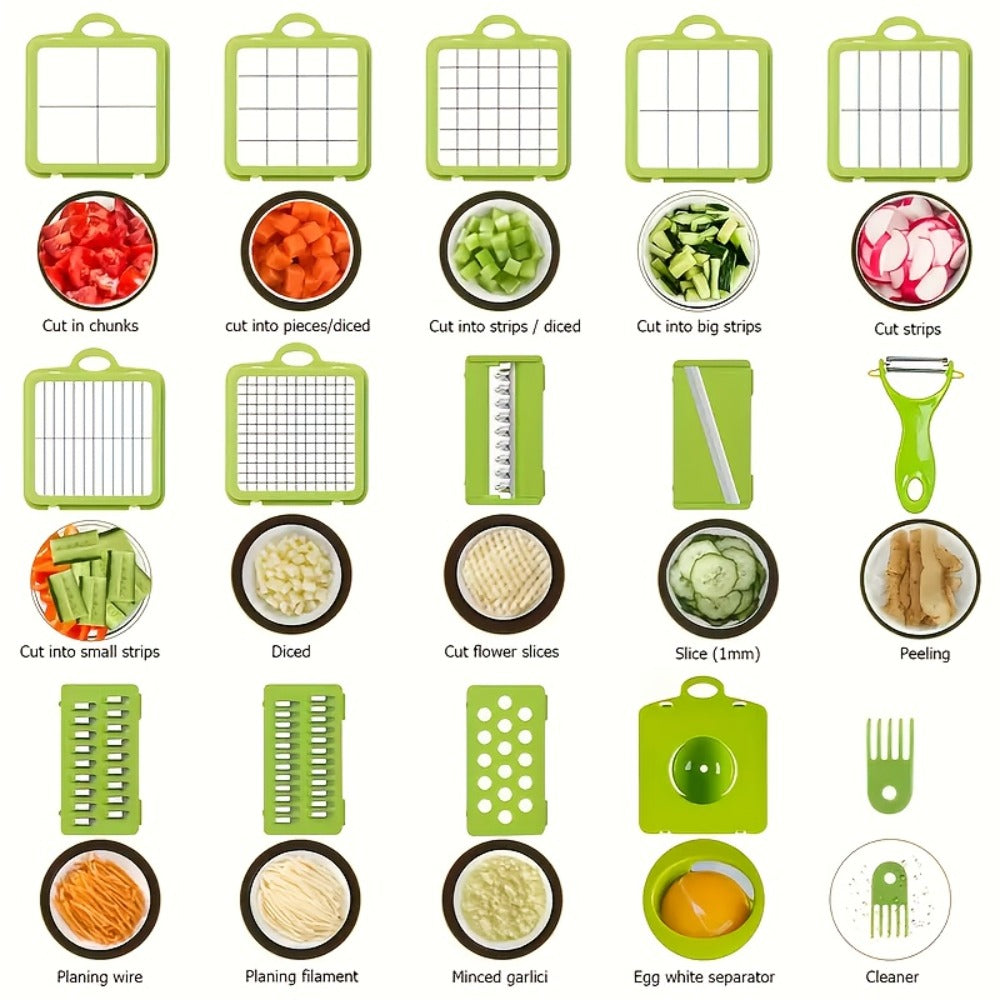 Vegetable Chopper Multifunctional Food Slicer Dicer Cutter 8 Blades Kitchen Tool Set
