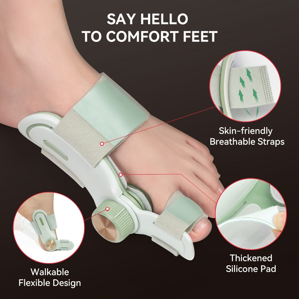 Bunion Corrector Splint with Double Correction ¨C Stepless Adjustable Knob, 3-Angle Fixing Plate, Fits Left & Right Foot for Men & Women
