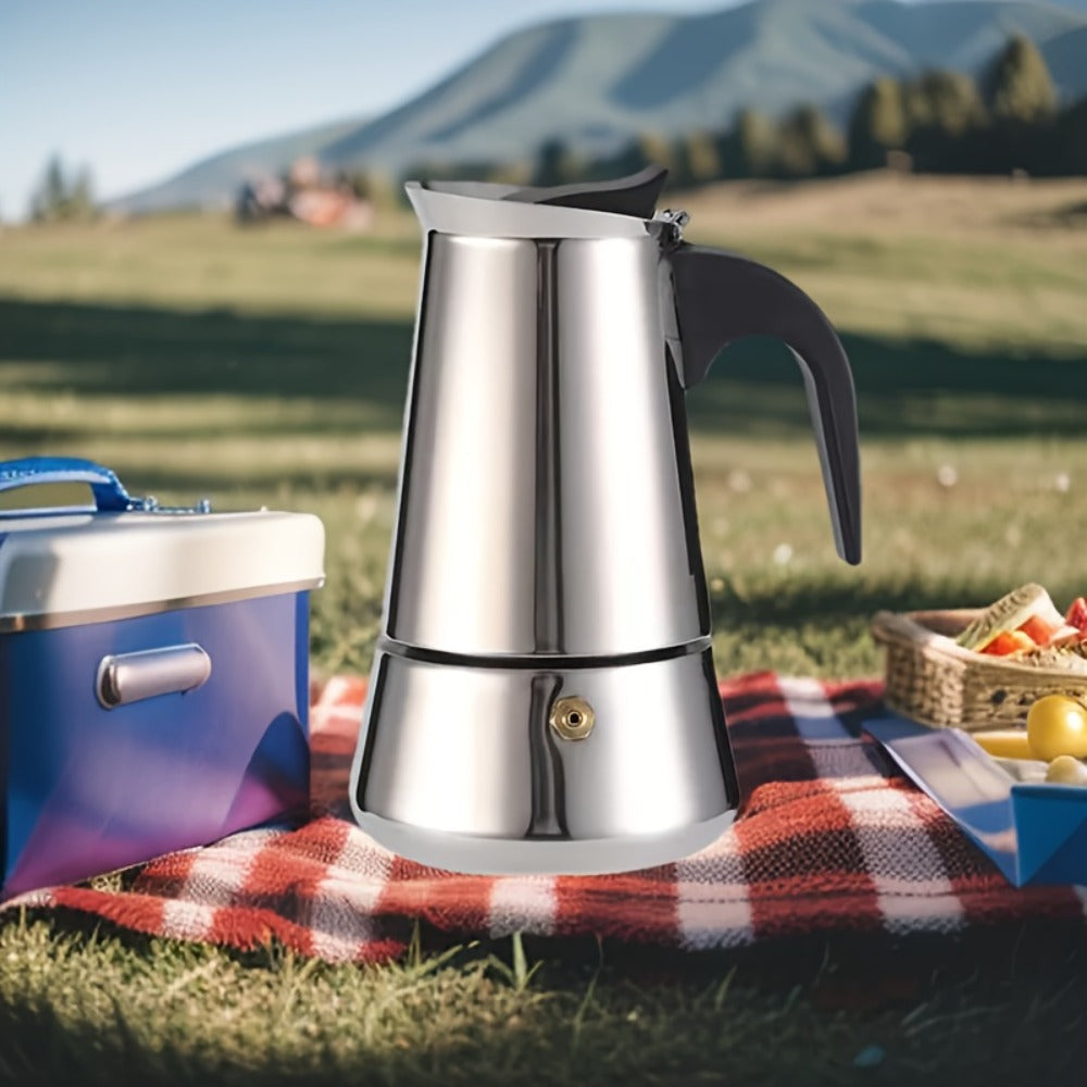 Stovetop Espresso Maker Moka Pot 9 Cup Stainless Steel Manual Coffee Brewer No Electricity Required for Strong Coffee Latte Espresso Home Kitchen