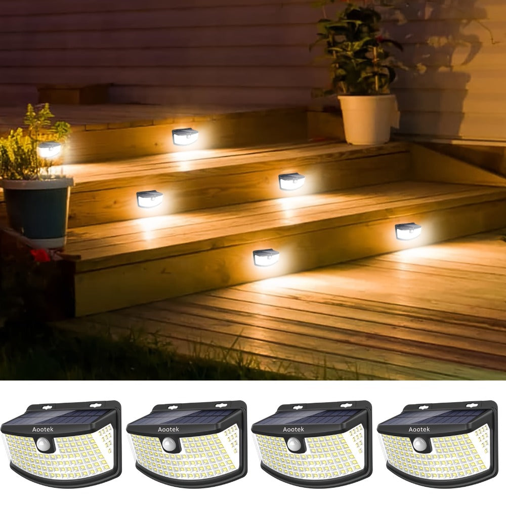 Solar Step Lights Outdoor 120 LED Motion Sensor ¨C 270¡ã Wide Angle IP65 Waterproof Wall Light with 3 Modes | 18-Hour Solar Powered Stair Light for Pathway, Fence, Garage & Deck | 4/6/8 Pack