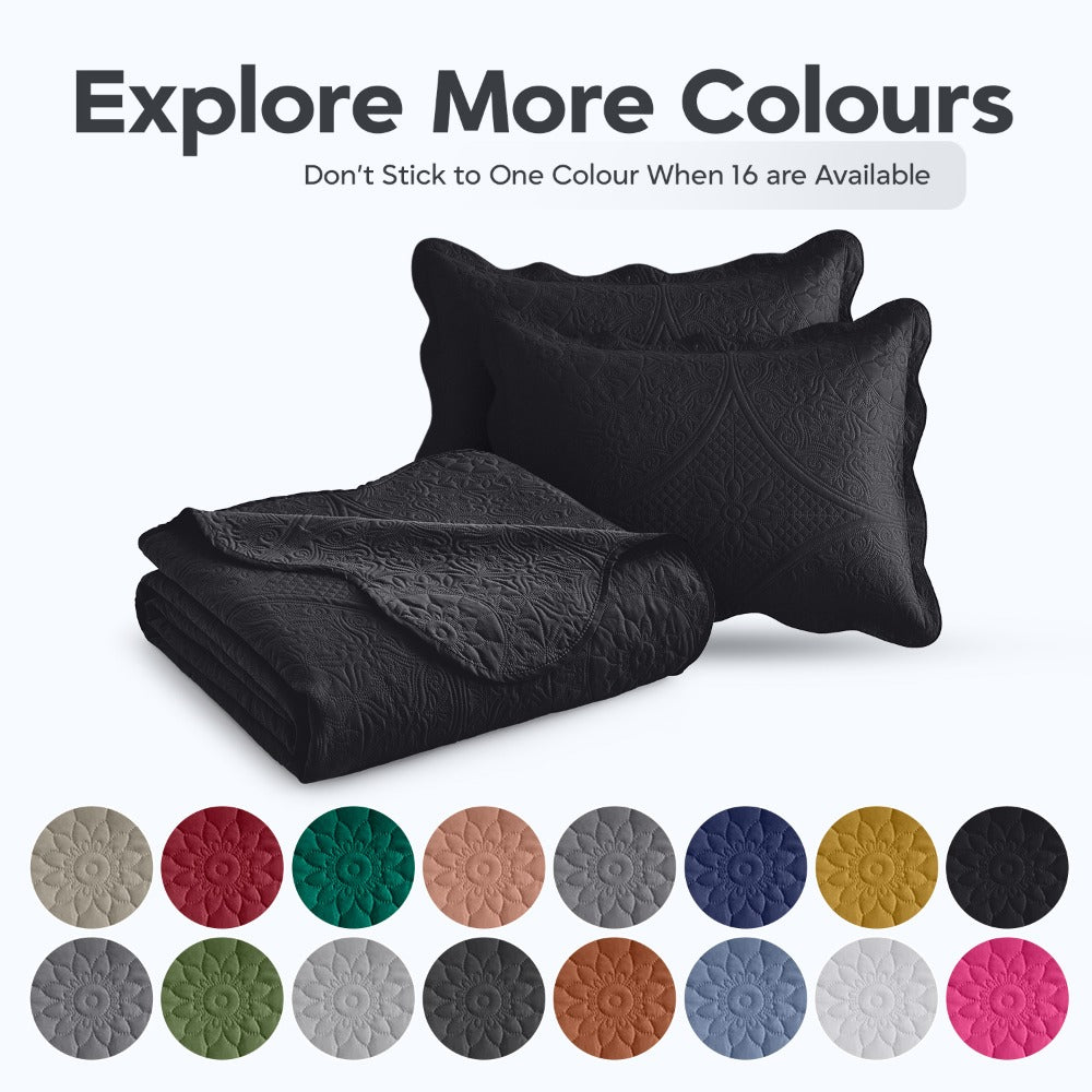 Quilted Bedspread Set 3 Piece ¨C Soft Floral Coverlet with Pillow Shams, Lightweight Breathable Quilt for Bedroom & Guest Room, All Season Bed Cover