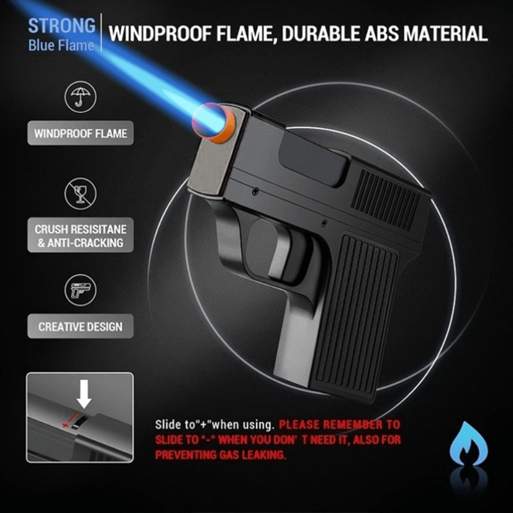 Blue Flame Torch Lighter with Adjustable Flame, Windproof Butane Cigar Lighter for BBQ Outdoor Survival Kitchen, Creative Cigarette Case Lighter with Gift Box Packaging ¨C Men's Gift (Butane Not Included)