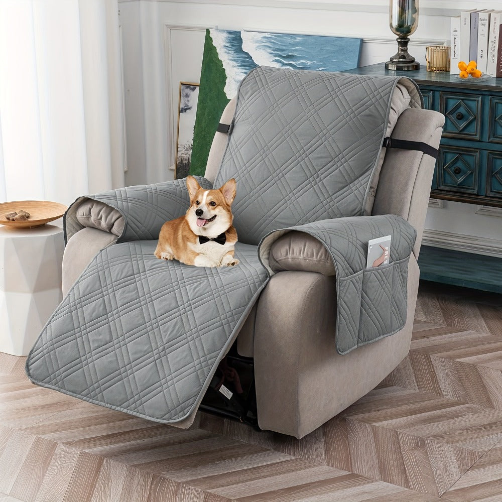 Recliner Chair Cover Waterproof Non-Slip Sofa Slipcover with Pocket Pet Scratch Resistant Washable Furniture Protector for Living Room Multiple Colors