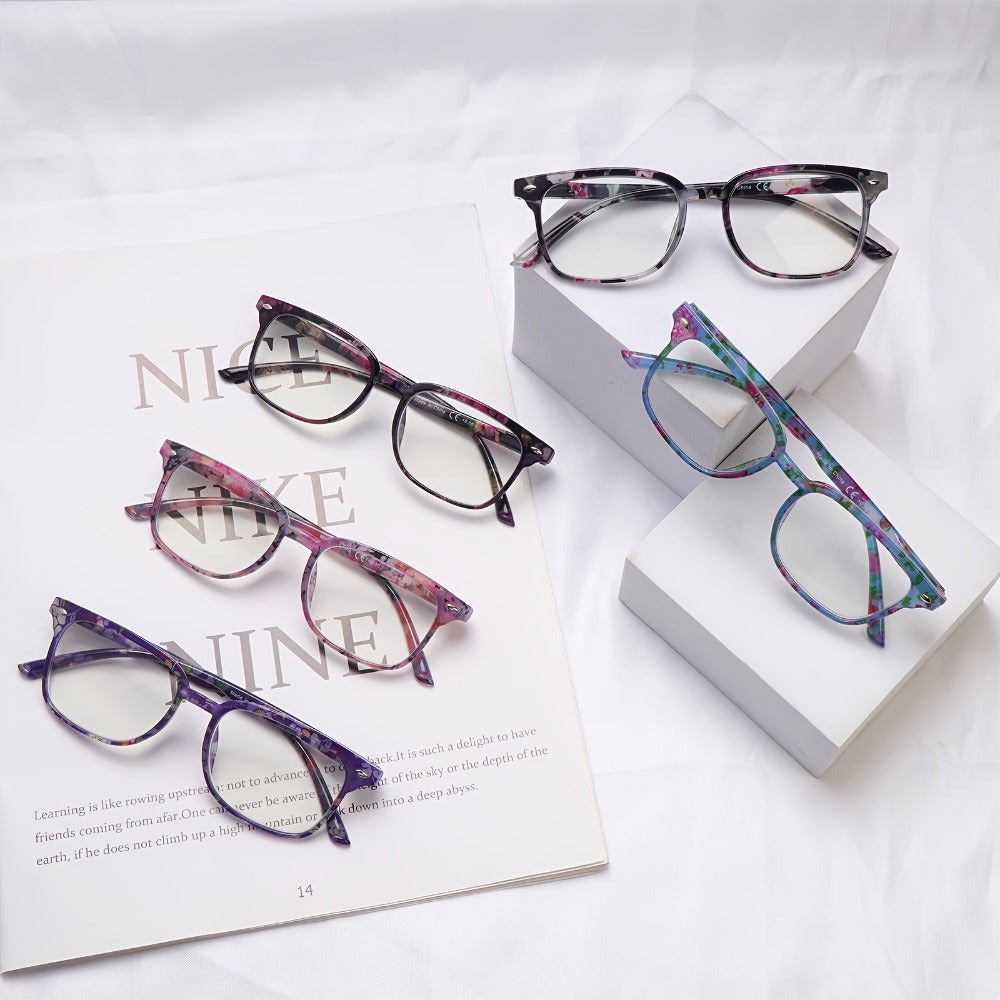 Blue Light Blocking Reading Glasses for Women 5-Pack ¨C Stylish Computer Readers with Spring Hinges, Anti-Blue Light Lenses, Multiple Strengths 1.0¨C4.0x, Multicolor