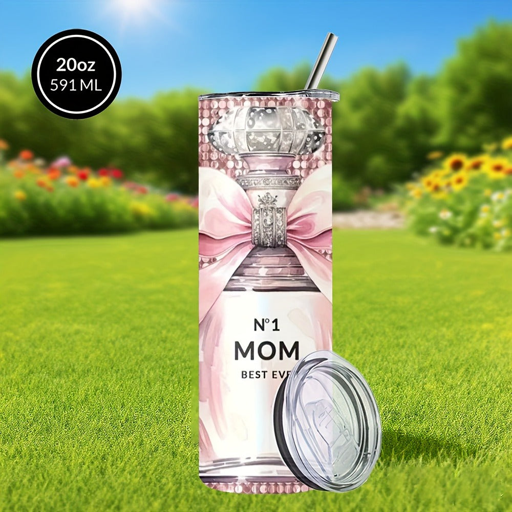 Insulated Tumbler 20oz Mom's Best Ever Design | 304 Stainless Steel Travel Cup with Lid & Straw for Hot & Cold Drinks ¨C Cute Gift for Mom, Women, Birthday, Mother's Day & Christmas