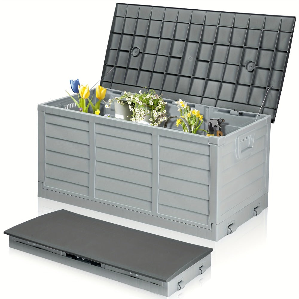 75 Gallon Deck Box with Wheels ¨C 284L Resin Outdoor Storage Box Lockable Plastic Container for Patio, Pool & Garden, 110 lbs Capacity, Multiple Colors, Weatherproof Outdoor Storage Cabinet