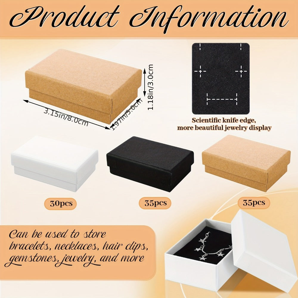 Jewelry Gift Boxes Bulk 100pcs Cardboard Paper Boxes for Necklace Earring Bracelet Ring Storage Packaging Display Christmas Thanksgiving Gift Boxes Brown Black White 3.2x2x1.2in