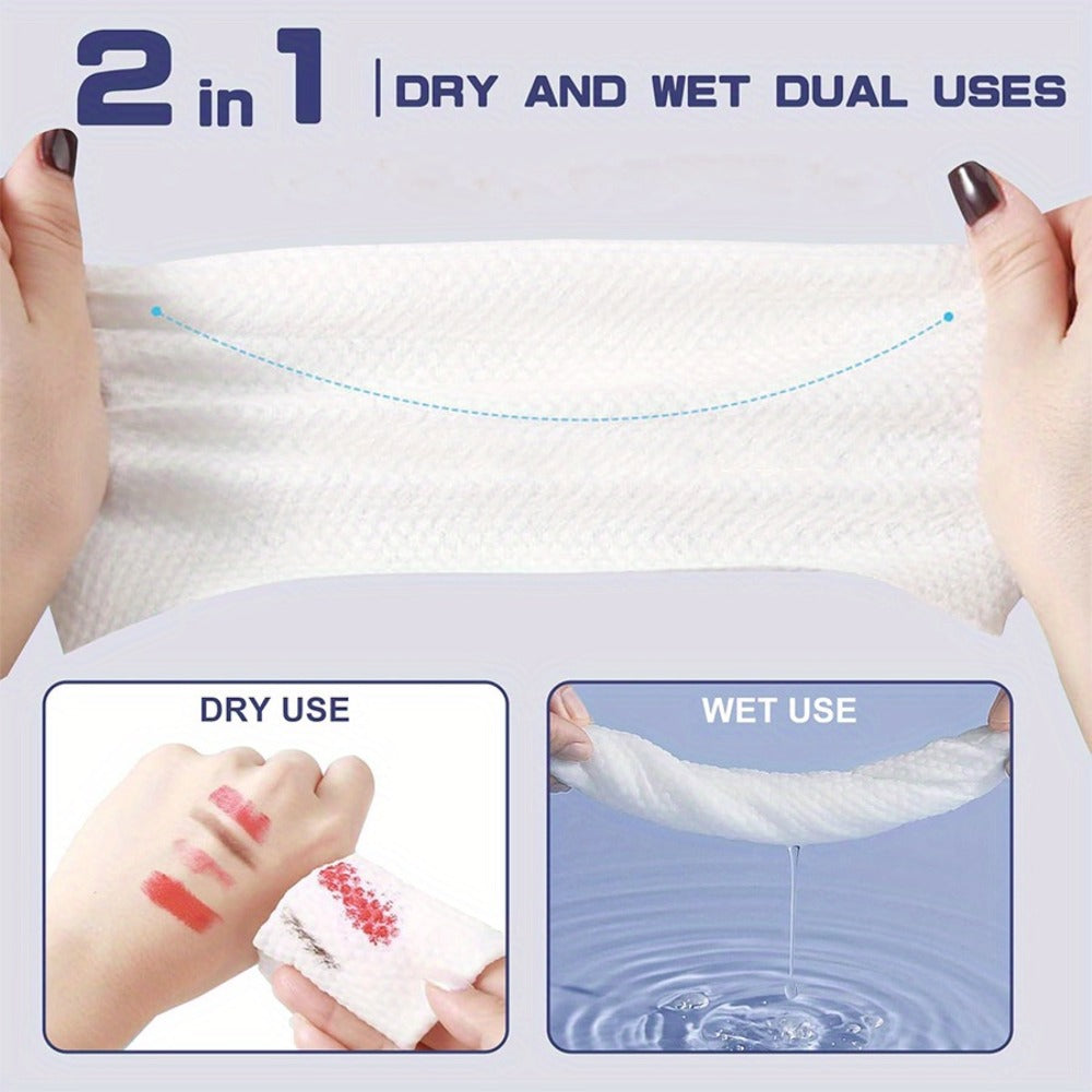 Disposable Facial Towels Extra Large Thick Dry Wet Cleansing Cotton Towel 40 Sheets Per Box 10.24x11.81 Inch Soft Skin-Friendly Face Wash Towel for Daily Skincare Makeup Removal
