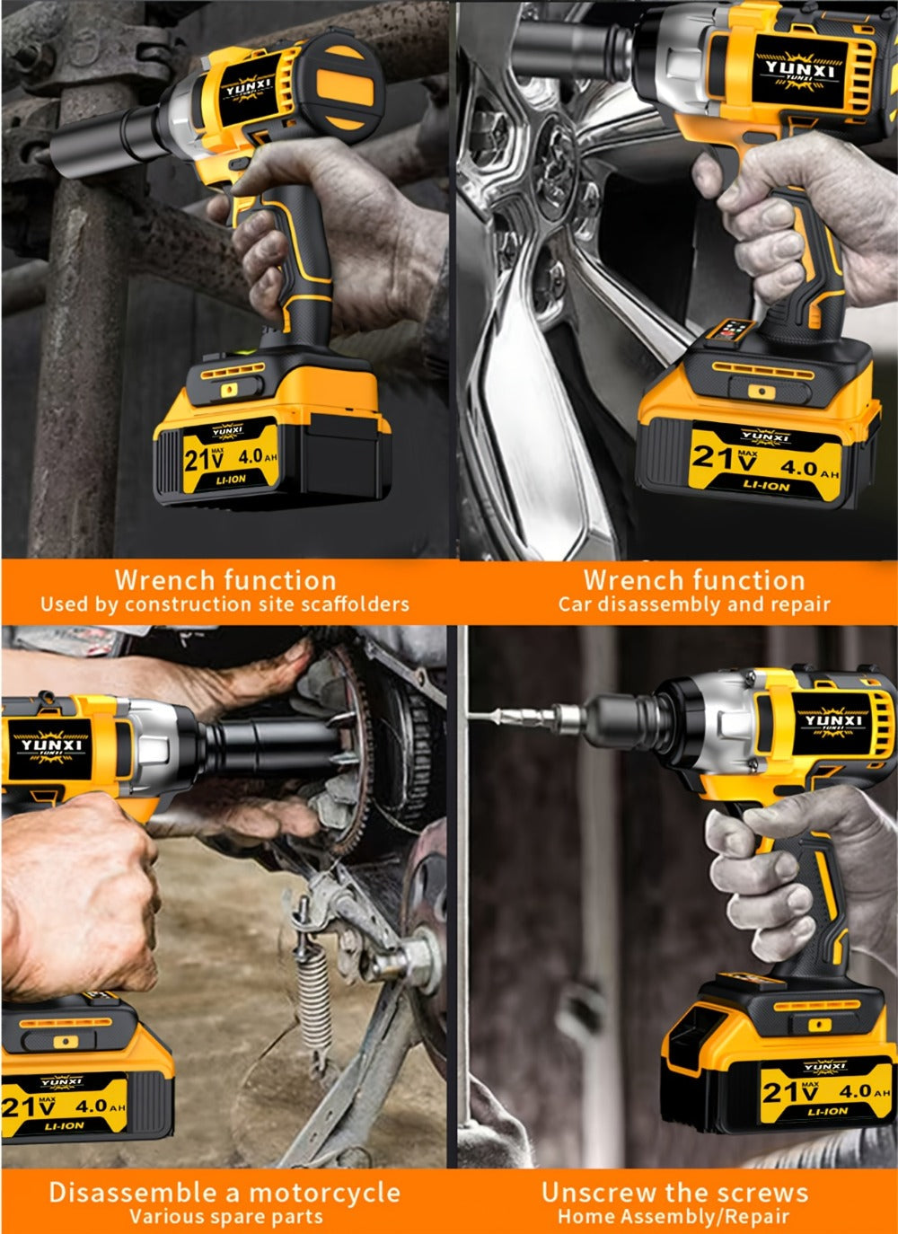 Impact Drill Set 21V Cordless with Drill Bit Accessories, Toolbox & Charger ¨C Heavy Duty Wireless Impact Wrench Drill, 2AH / 4AH Battery Options, for Car Repair, Construction & Heavy-Duty DIY Projects