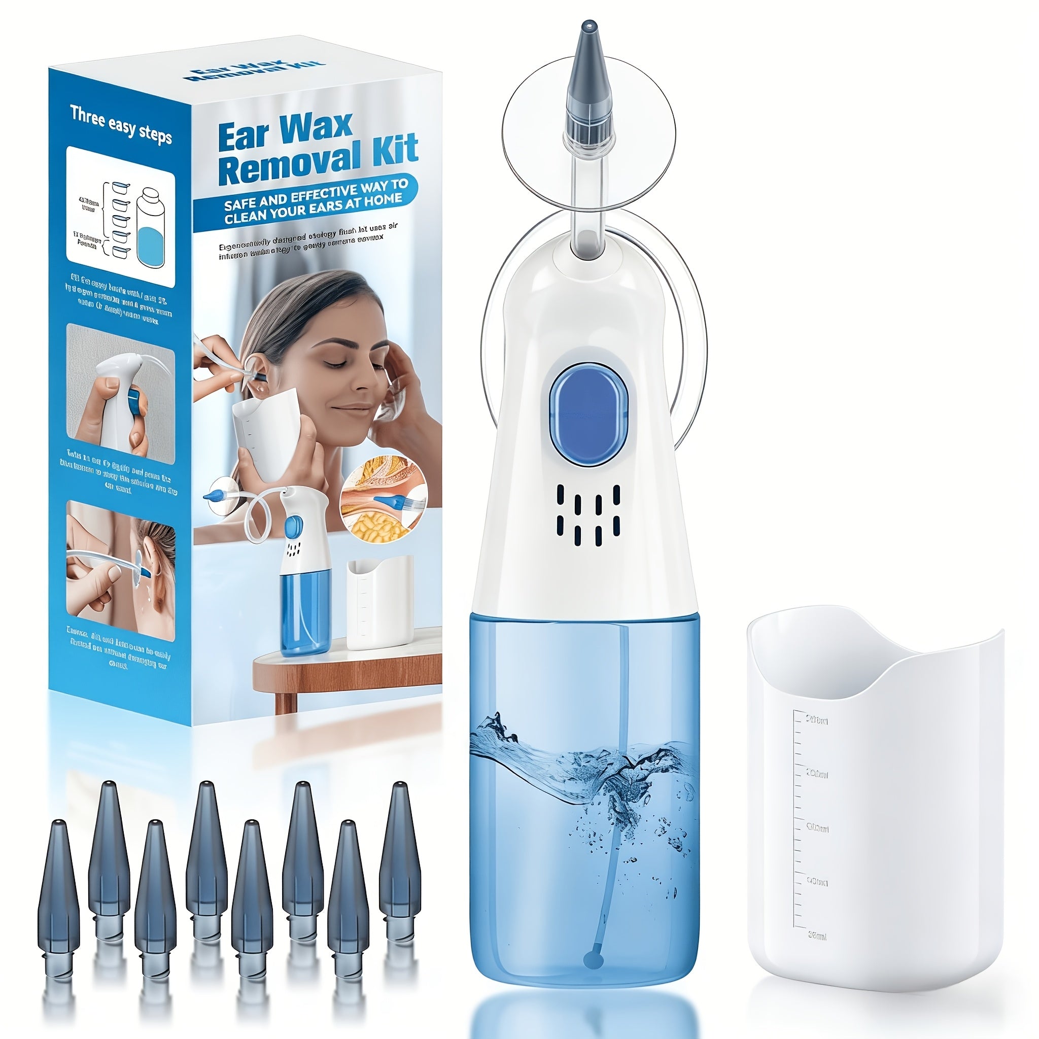 Ear Wax Removal Kit Manual Travel-Friendly Compact Ear Cleaning Set ¨C Safe Irrigation System for Adults and Kids, Portable Ear Cleaner Tool for Home and On-the-Go Ear Care