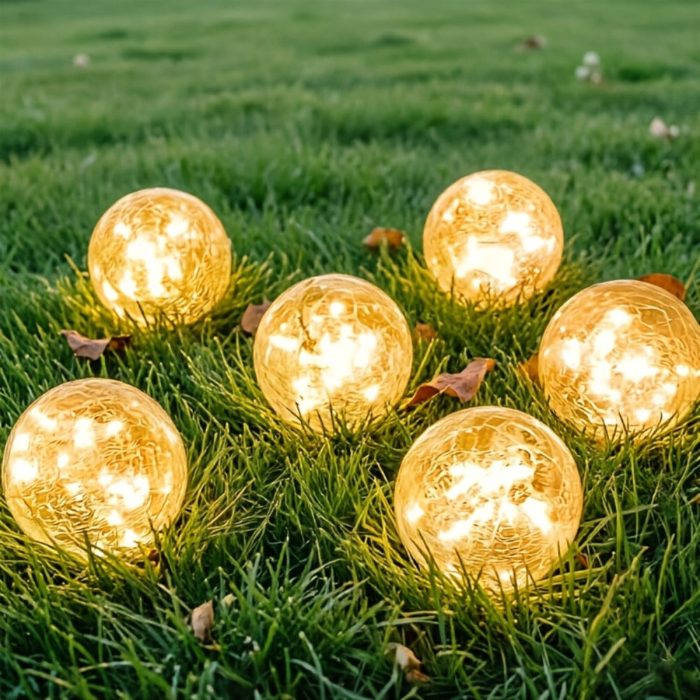 Solar Garden Lights Cracked Glass Ball ¨C LED Outdoor Decorative Solar Lawn Lights IP44 Waterproof with Ground Stake for Garden, Yard, Pathway & Lawn ¨C Set of 2 or 4