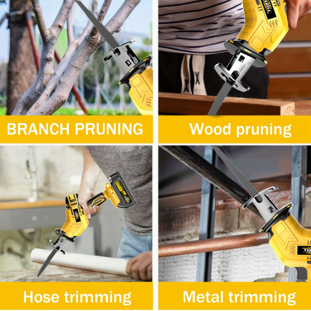 Cordless Reciprocating Saw - Electric Reciprocating Saw with Safety Lock, Large Capacity Battery & Charger, Variable Speed for Wood, Metal & Demolition Cutting, DIY Home Renovation Power Tool