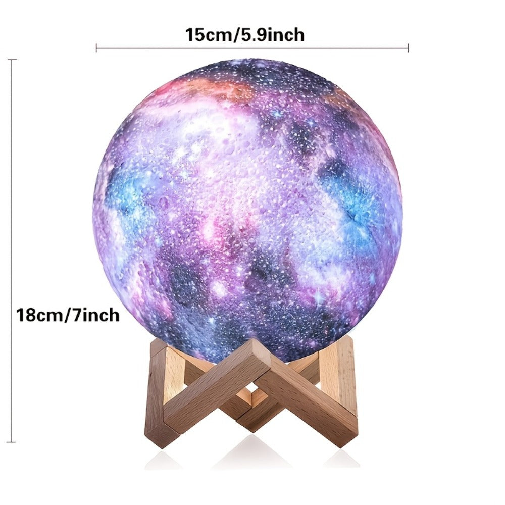 Moon Lamp Night Light 16 Colors 3D Galaxy Lamp with Wooden Stand Remote Control USB ¨C Perfect Birthday Gift for Women Men Lovers (5.9 Inch)