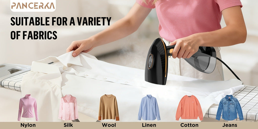 Handheld Garment Steamer 1500W Portable Fabric Steamer Quick Heat Continuous Steam for Removing Wrinkles Creases from Clothes Curtains Upholstery Travel Home Use