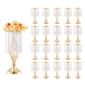 Wedding Flower Stand Vase Gold Crystal Centerpiece Tall Floral Stand for Party Table Decor Hollow Spiral Design Carbon Steel No-Tool Assembly for Weddings Events Banquets Hotels