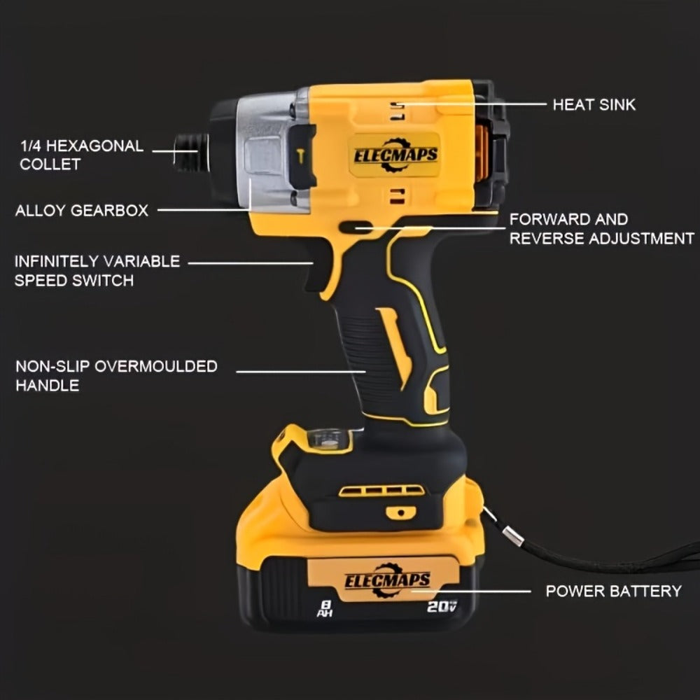 Cordless Impact Driver 1/4¡± Compatible with DeWalt 20V Battery | 0-2800 RPM Electric Impact Screwdriver with LED Indicator Light ¨C Ideal for Home Repair, Appliance & DIY Projects (Tool Only)