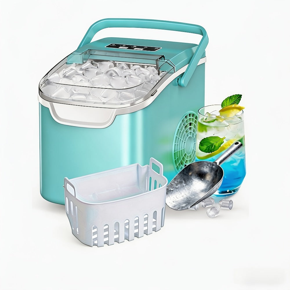 Portable Ice Maker Machine 26 Lbs/Day - Countertop Ice Maker Makes 8 Ice Cubes in 6 Minutes, 2 Ice Sizes, Self-Cleaning with Basket & Scoop for Home Kitchen Party Camping Bar RV, 4 Colors Available