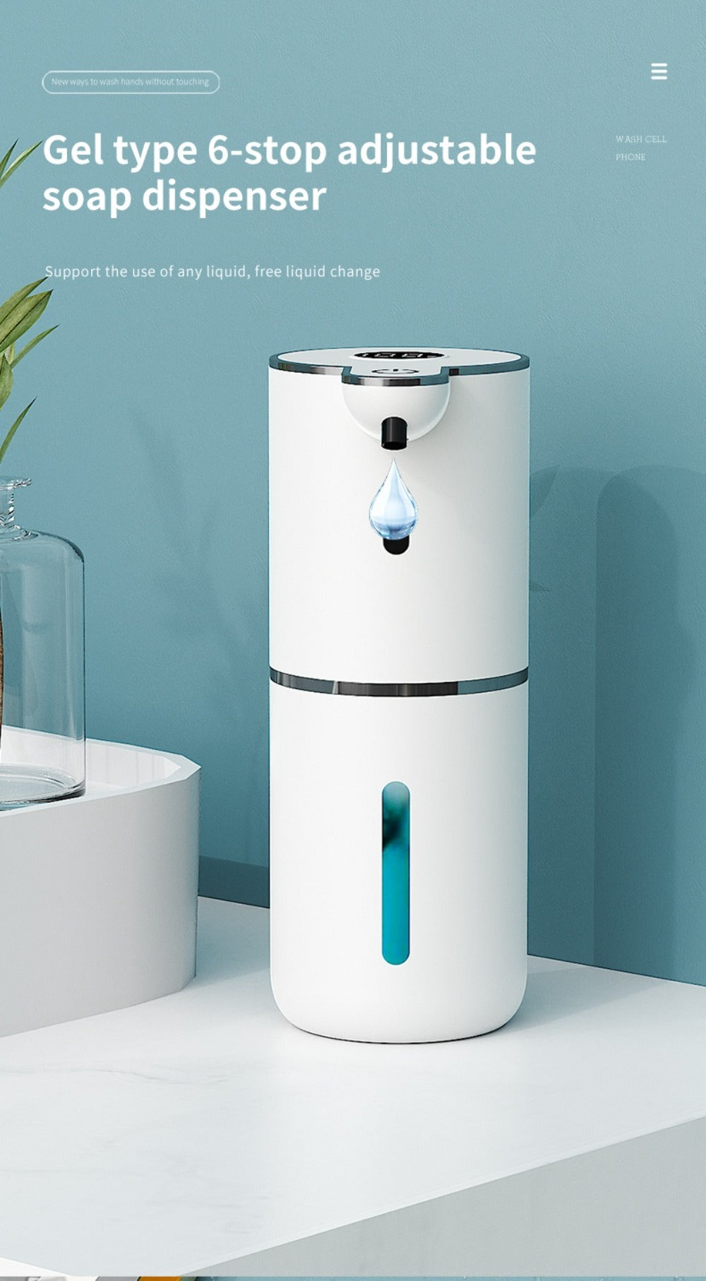 Automatic Sensor Soap Dispenser Foam Type 6 Gear Digital Display - Rechargeable Touchless Large Capacity Countertop or Wall Mount | Black White | Kitchen Bathroom Restroom Hands Free