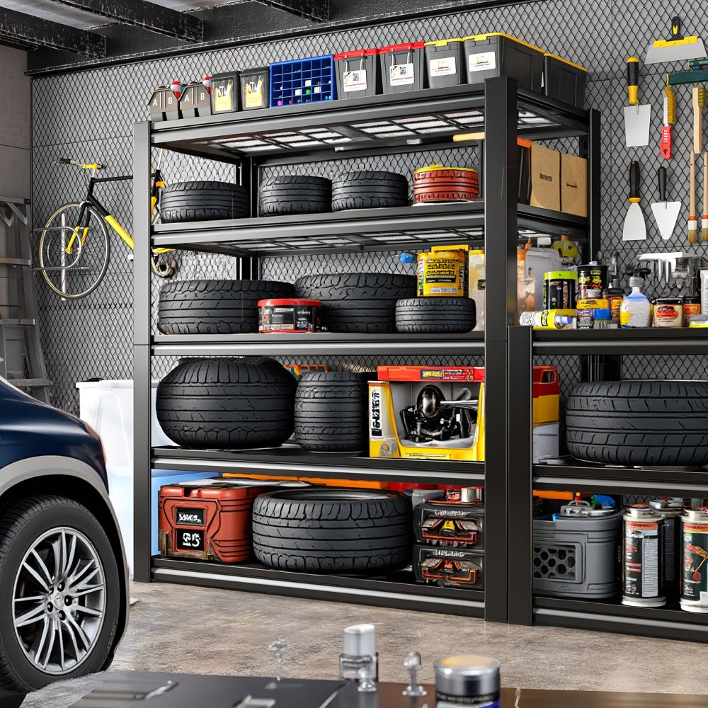 2500LBS Garage Storage Shelves Adjustable Metal Shelving 72¡± ¨C Upgrade Double Layer Column Commercial Grade Utility Rack | 5-Tier Steel Shelf for Warehouse, Basement, Kitchen & Pantry | 35.5¡±W ¡Á 16¡±D ¡Á 72¡±H Black