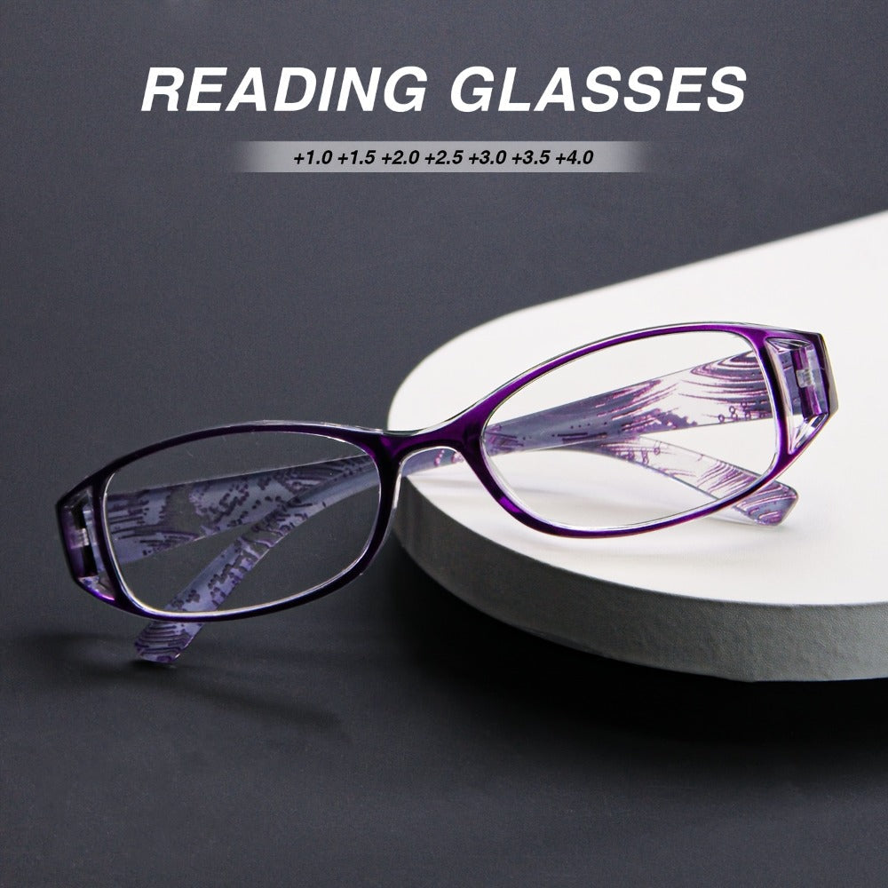 Womens Reading Glasses 16 Pack Elegant Square Full Frame High Definition Lenses 4 Colors Purple Blue Brown Black Comfortable Stylish Readers for Computer Book Reading Long Distance Magnification 1.0 to 4.0