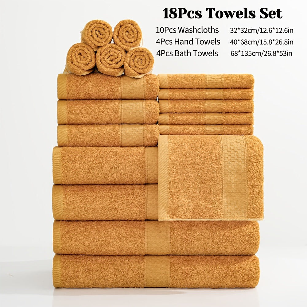 Bath Towel Set 450GSM Soft Absorbent - 12 16 18 Piece Cotton Blended Solid Color Bathroom Towels Set for Bath Hand Face | Hotel Spa Quality | Travel Shower Home | Multiple Colors & Sizes Available