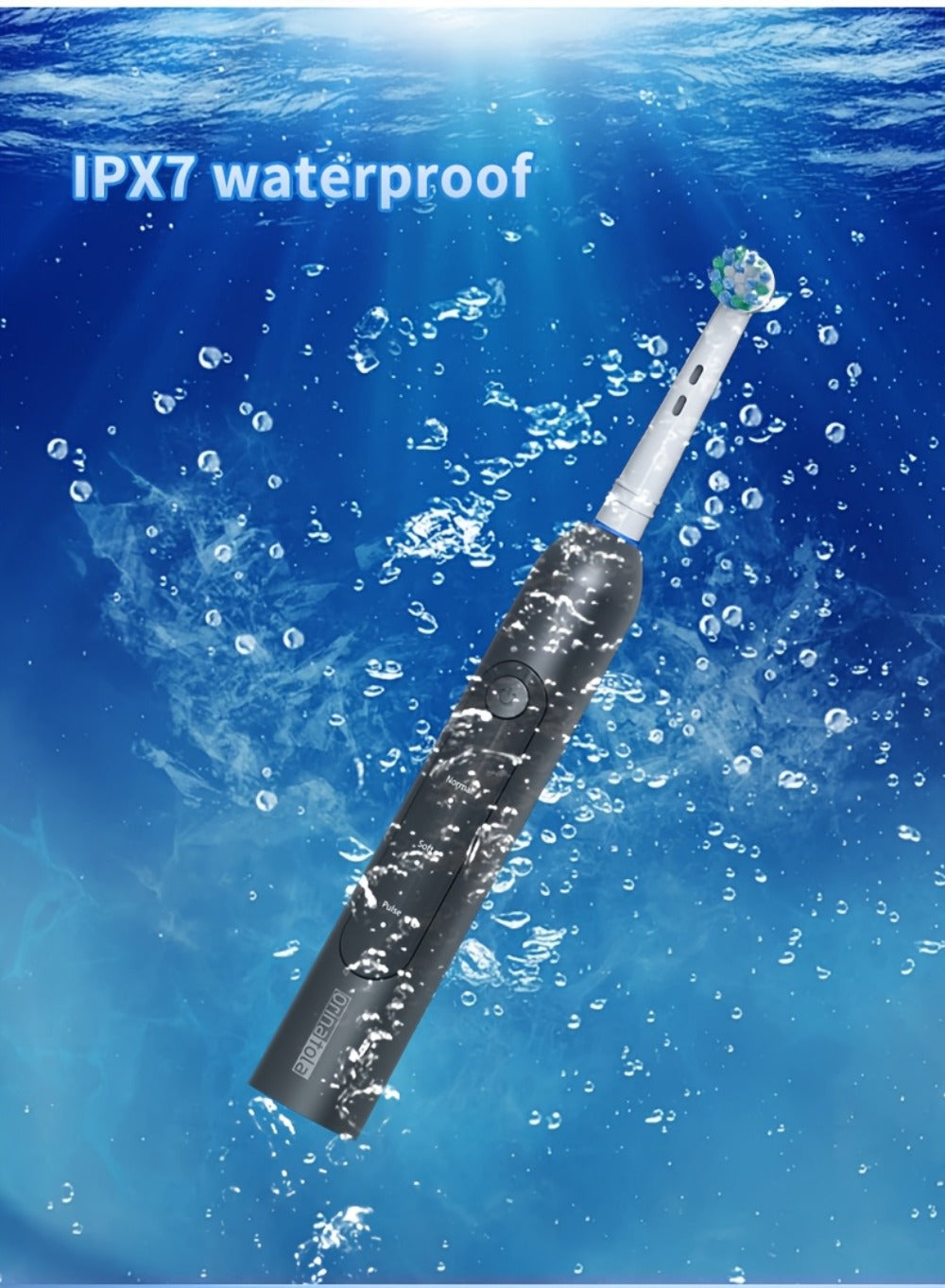 Rotating Electric Toothbrush with 8 Replacement Heads ¨C Wireless Induction Charging, 3 Cleaning Modes, IPX7 Waterproof, Oral Care Gift for Family, Friends & Parents ¨C Blue, Purple, Black