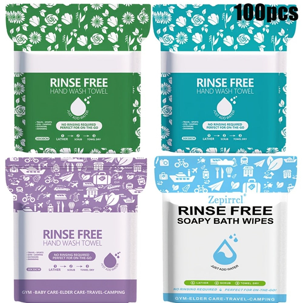 Disposable No-Rinse Foaming Bath Towels - Large 11.81¡± Body Wipes, Wet & Wipe Cleansing Cloths for Elderly Care, Camping, Post-Surgery, Fitness & Travel, Bulk 50/100/200 Pack, No Shower Needed