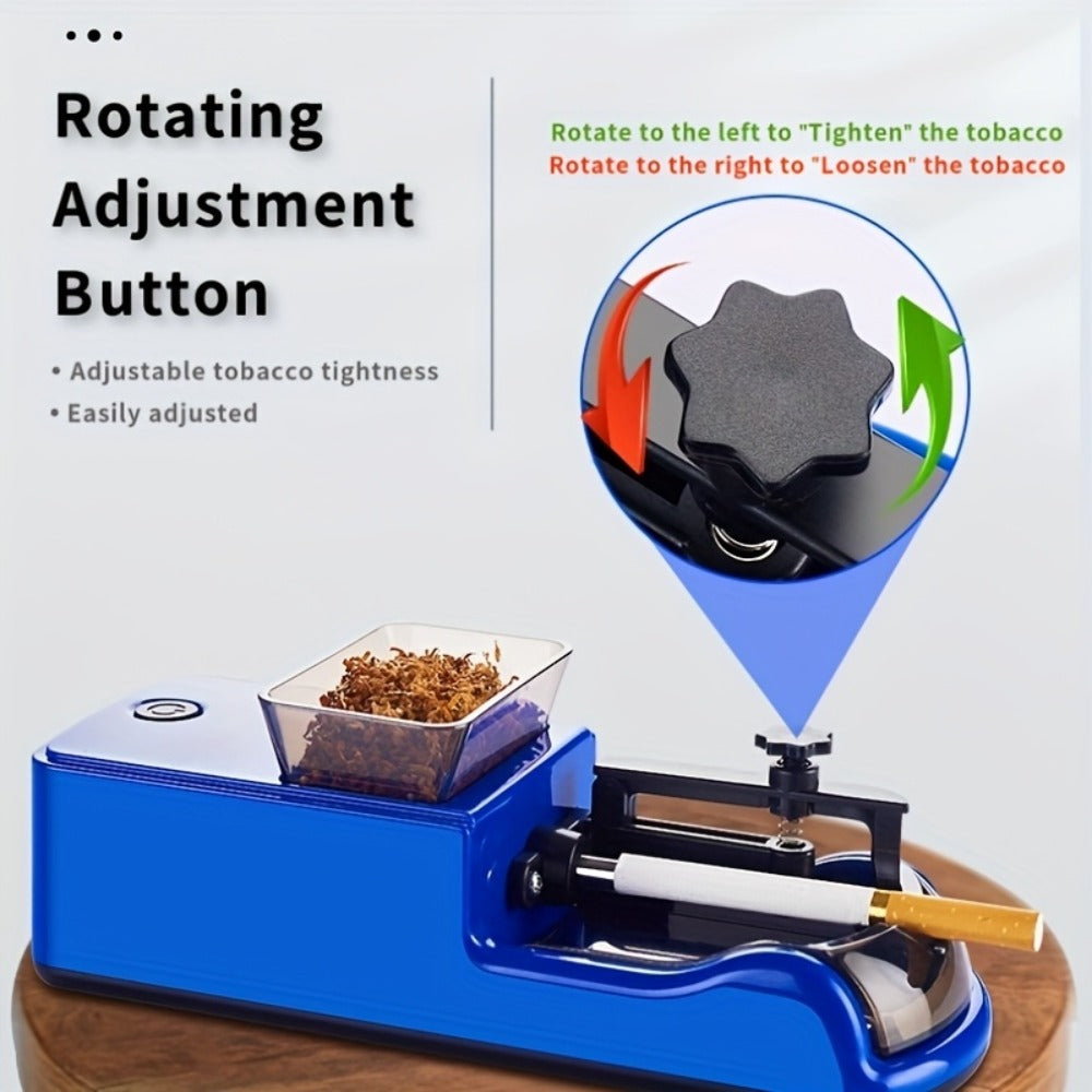 Electric Cigarette Rolling Machine USB Rechargeable Automatic Cigarette Roller 2-Second Rapid Roll High Power Motor Stainless Steel Durable Portable Tobacco Injector Black Blue