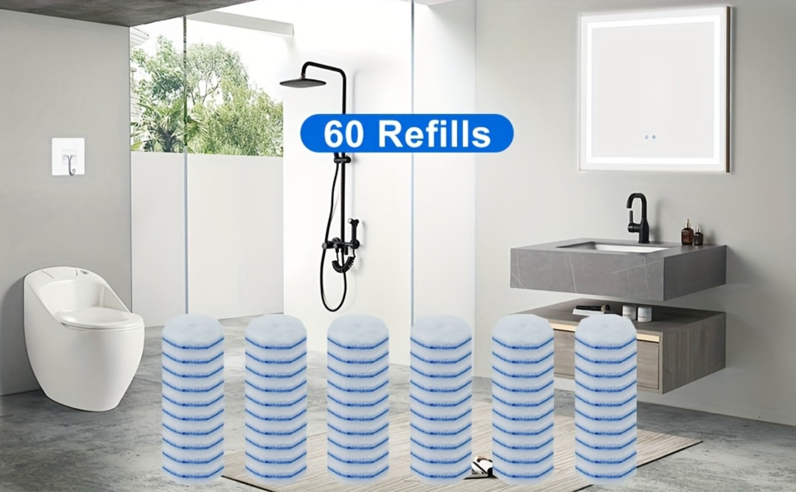 Disposable Toilet Wand Refills 120 or 58 Count Compatible with Clorox ToiletWand Upgraded Fiber Deep Clean Removes Rust Scale Hard Water Stains Toilet Bowl Brush Replacement Heads