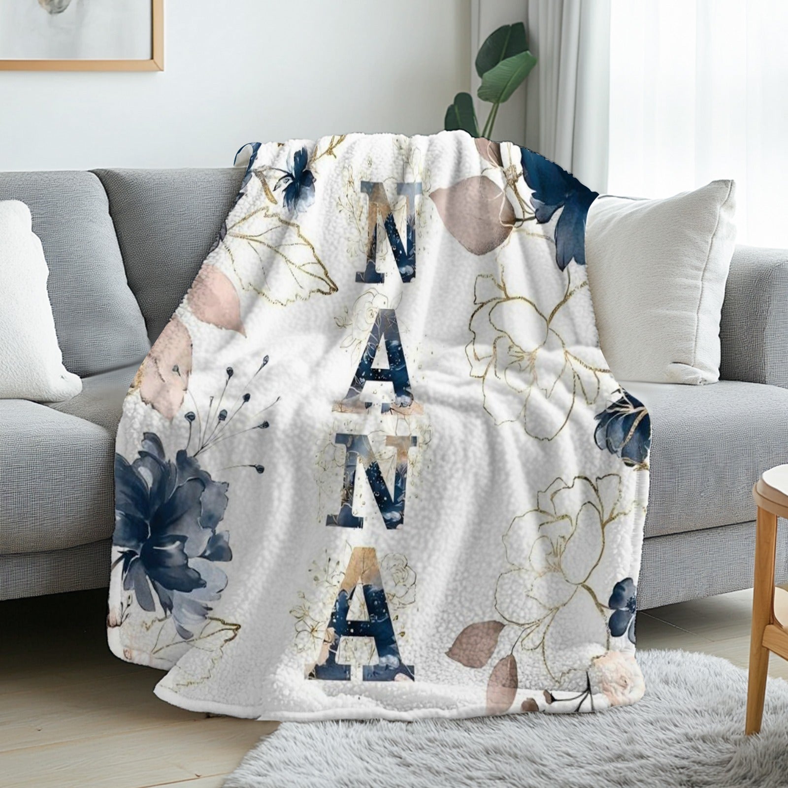 Floral Flannel Blanket ¨C 280gsm Soft Warm Elegant Flower Print Bedspread for Sofa, Bed & Living Room, Machine Washable, 3 Sizes