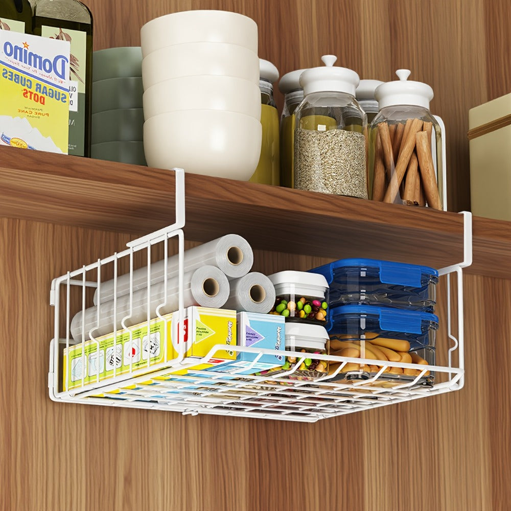 Wall Mount Foldable Storage Basket - Waterproof Rustproof Metal Organizer, Collapsible Space Saving for Kitchen Cabinet, Laundry Room, Pantry Closet