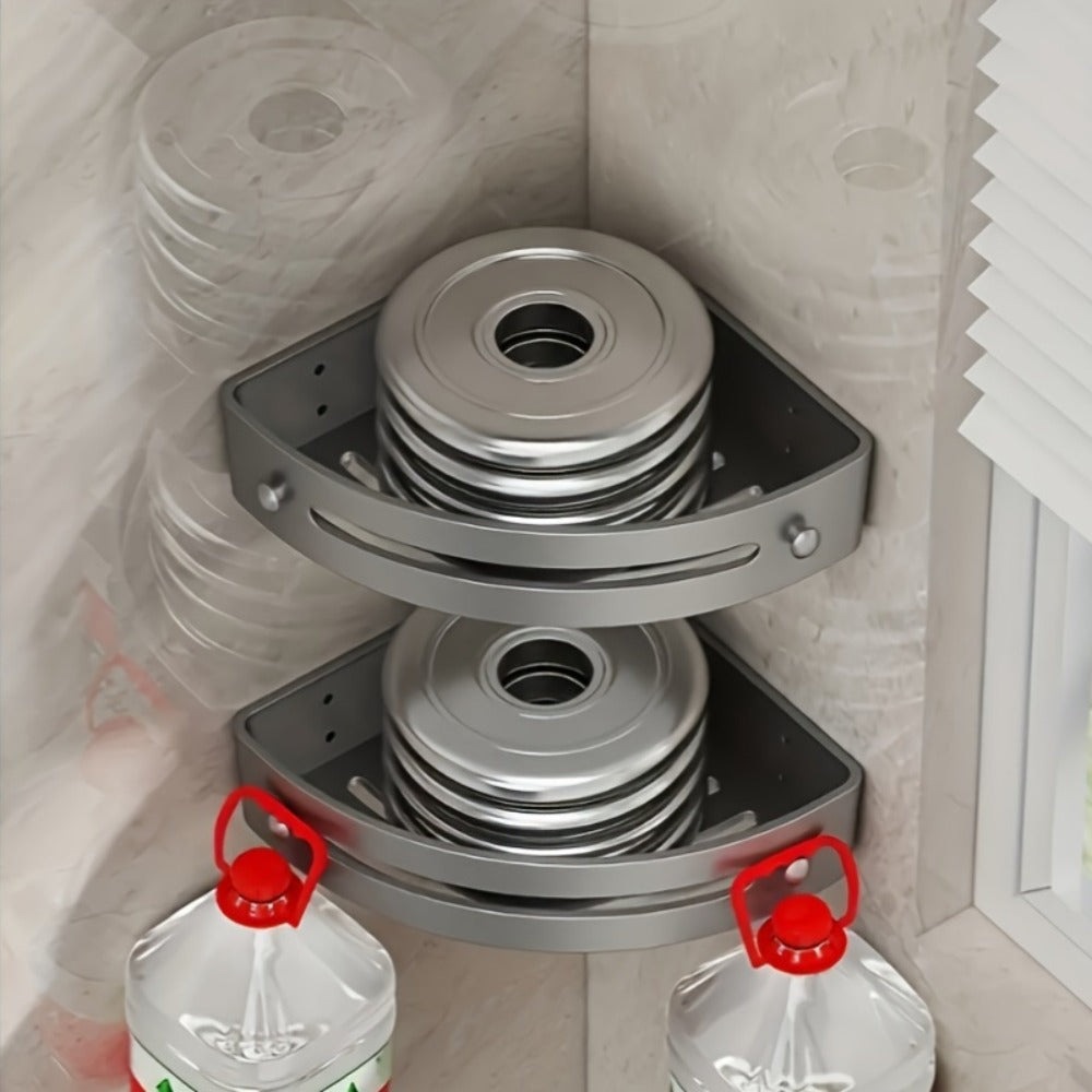 Corner Shower Caddy Organizer 2pcs ¨C 2-Tier No-Drill Wall-Mounted Bathroom Shelf Rack with Adhesive Mounts, ABS Plastic Shower Shelves for Shampoo, Soap & Essentials