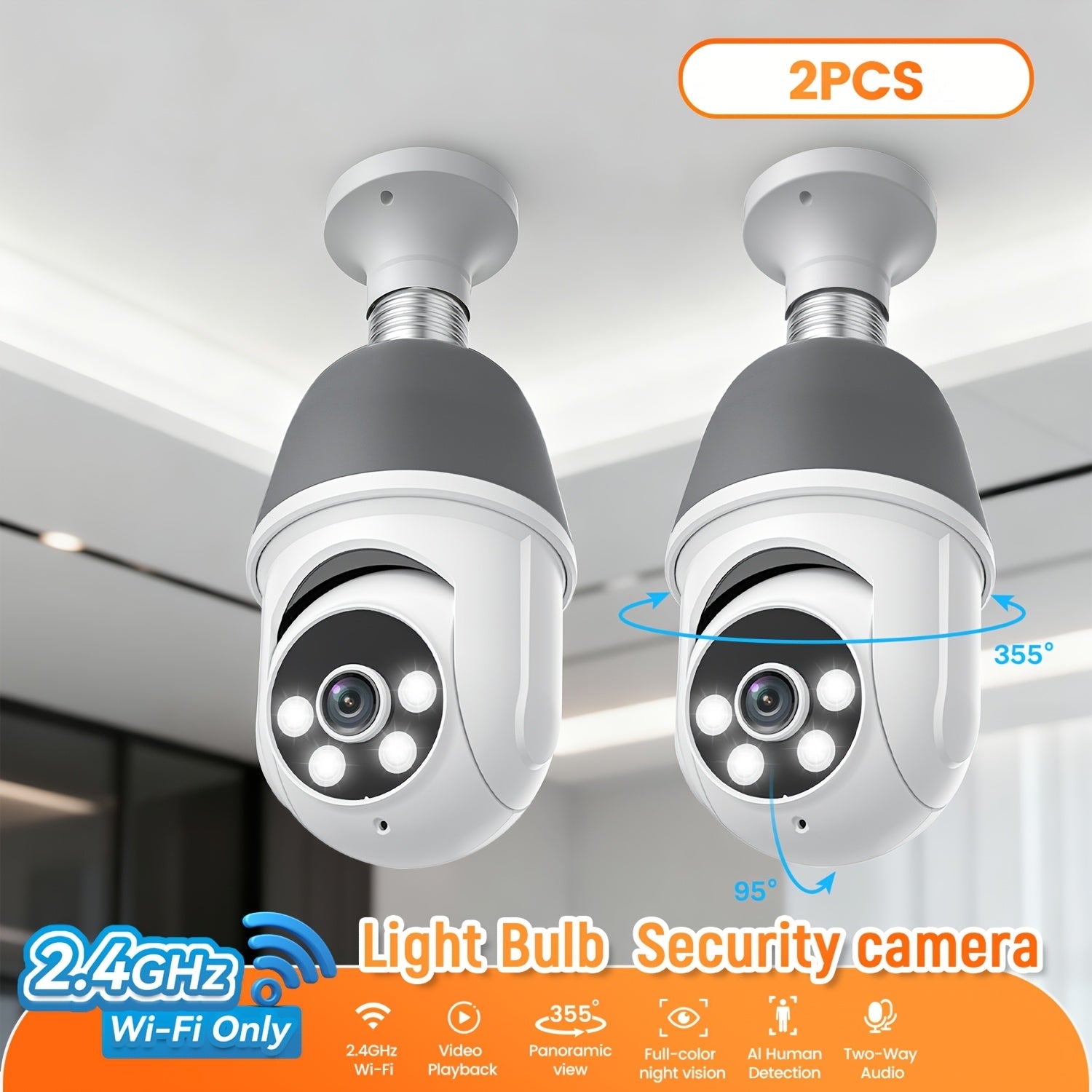 AI Auto Tracking Security Camera 360¡ã Panoramic 1920P | Infrared Night Vision Two-Way Audio 2.4GHz USB Charging | Wireless Indoor Surveillance Camera Human Motion Detection