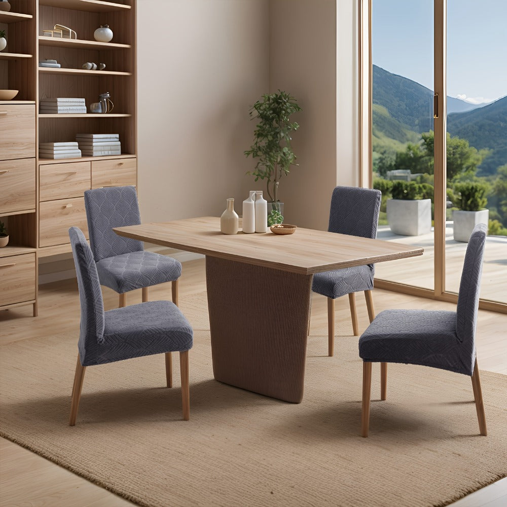 Dining Chair Covers 6pcs Waterproof - Stretch Polyester Spandex Elastic Slipcovers with Little Leaf Pattern, Machine Washable Pet-Friendly Chair Protectors for Home Restaurant