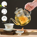 Glass Teapot with Removable Infuser 51oz Borosilicate Clear Tea Kettle Stovetop Safe for Loose Leaf Blooming Herbal & Flower Tea ¨C 1530ml Tea Pot with Optional Teacup Set