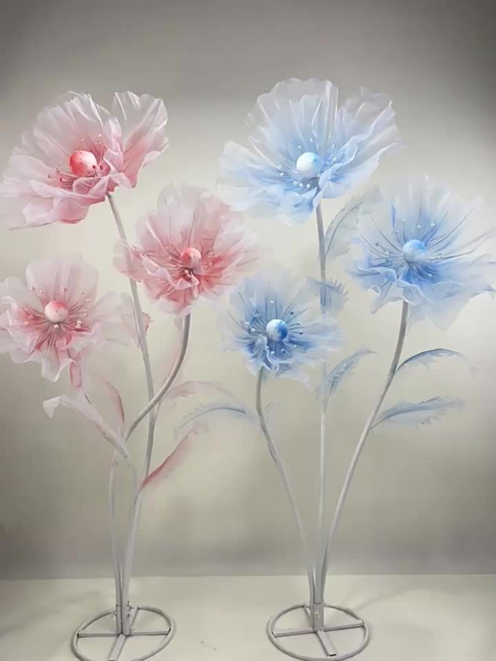 Artificial Silk Peony Flowers Giant Set of 3 Large Fake Flowers with Base & Branches for Wedding, Birthday Party, Home Decor & Window Display ¨C 8 Colors