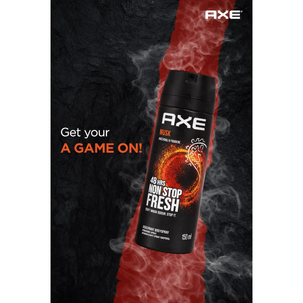 AXE Body Spray Musk 3 Pack 5oz Men Deodorant Long Lasting Odor Protection Masculine Fragrance for Work Gym Travel Daily Use