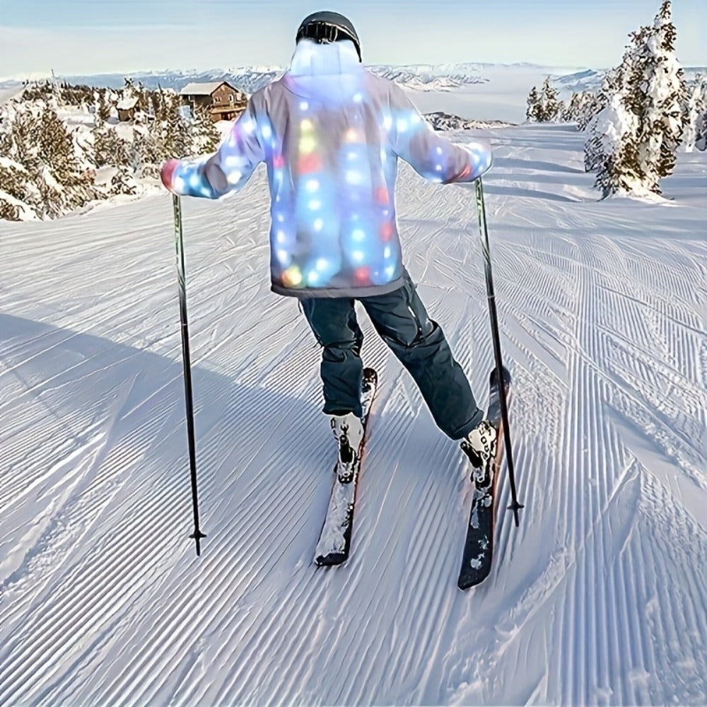 LED Light Up Party Jacket for Adults ¨C Glowing Rave Costume Unisex Luminous Coat for Halloween, Christmas, Dance Parties & Festivals, Battery Powered, Washable Polyester, Sizes S-XXL