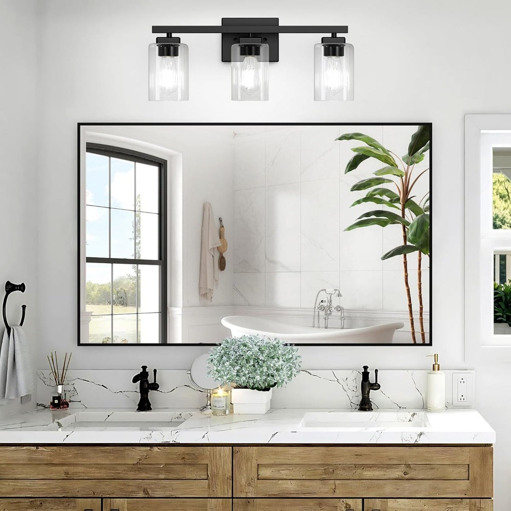 Modern Black Vanity Light Bar Wall Sconce Bathroom Fixture 3 4 5 Light Over Mirror Bedroom Hallway Living Room Hard-Wired Reversible Glass Shade