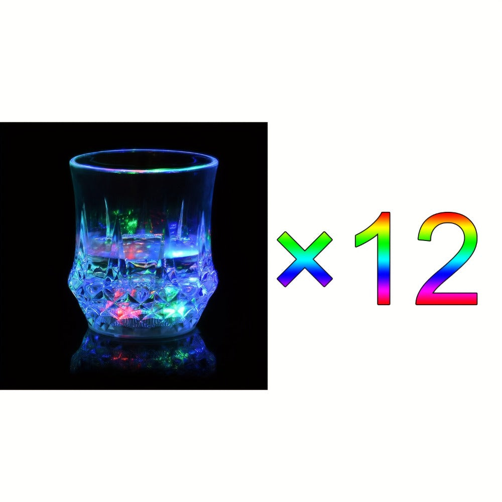 Light Up Cups 12 Pack ¨C LED Luminous Sensor Glasses That Glow When Liquid Is Poured ¨C 7-Color Gradient Flash Crystal Tumbler for Bar, KTV & Party ¨C 6.76 Oz Cool Novelty Drinkware Gift