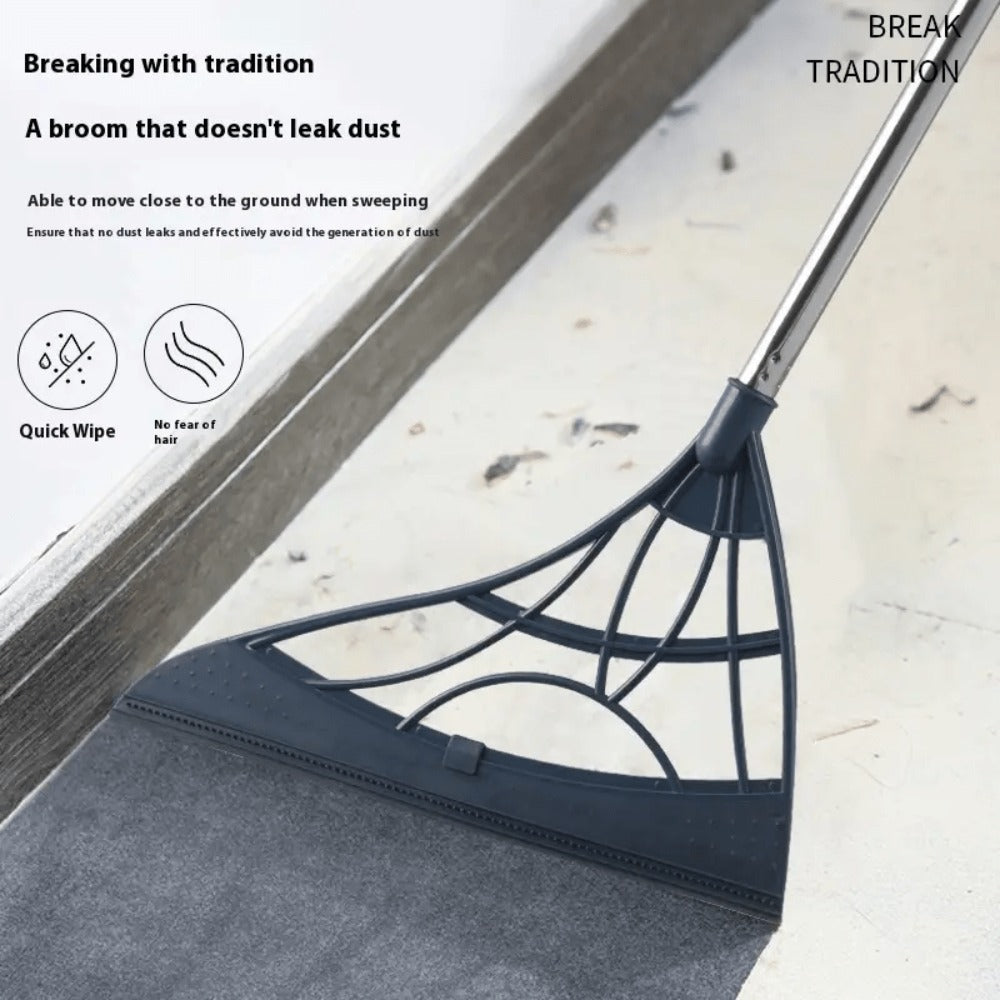 Extra Long Broom 45 Inch ¨C Stainless Steel Handle, Unflagged Bristles, Rubber Sweep for Pet Hair & Debris, Indoor Outdoor Hard Floor Sweeper for Home Office Kitchen