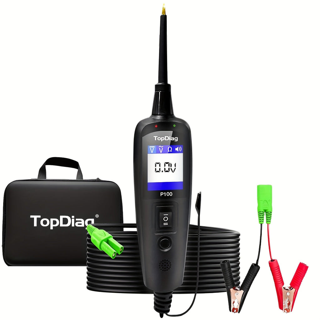 Automotive Circuit Tester P100 Power Probe Kit 12V 24V Car Electrical Test Tool Short Circuit Finder 6-30V 40ft Cable Voltage Current Detector Truck Trailer