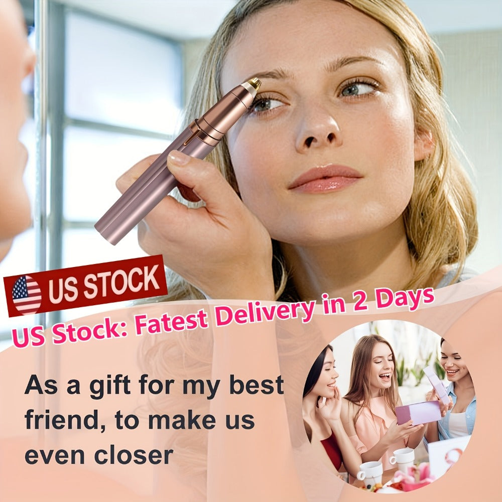 Electric Eyebrow Trimmer for Women 2 Pack, USB Rechargeable Painless Precision Eyebrow Razor Pen, Portable Hair Remover for Face Lip Leg Armpit ¨C Pink White Colorful